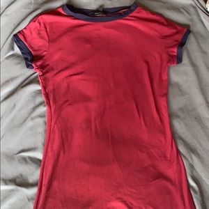 Short Sleeve Red and Blue Bodycon Dress